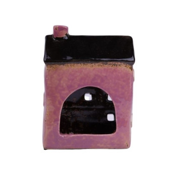 Fioletowy domek ceramiczny - świecznik 15,5 cmH