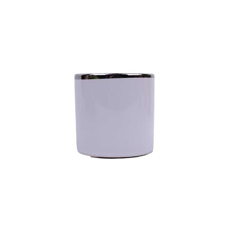 Doniczka - 12 cm biało srebrna