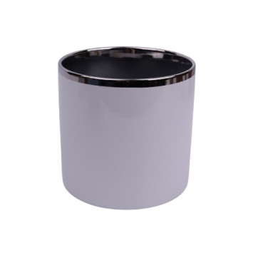 Donica Cylinder White & Silver 31.072.16 - śr. 15.5 [cm], wys. 15 [cm]