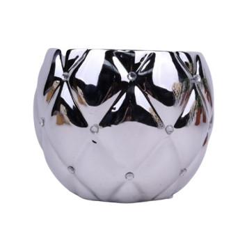 Ceramiczna donica kula Glamour silver 02.704.16 - śr. 13 [cm], wys. 15 [cm]