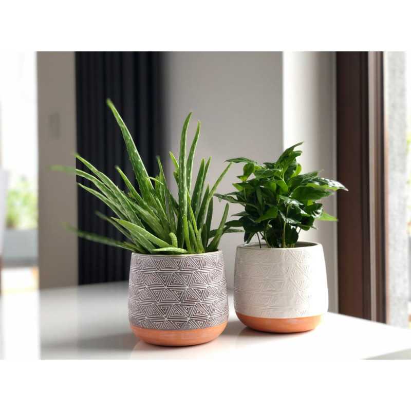 Doniczka - 15 cm szary/ brązowy