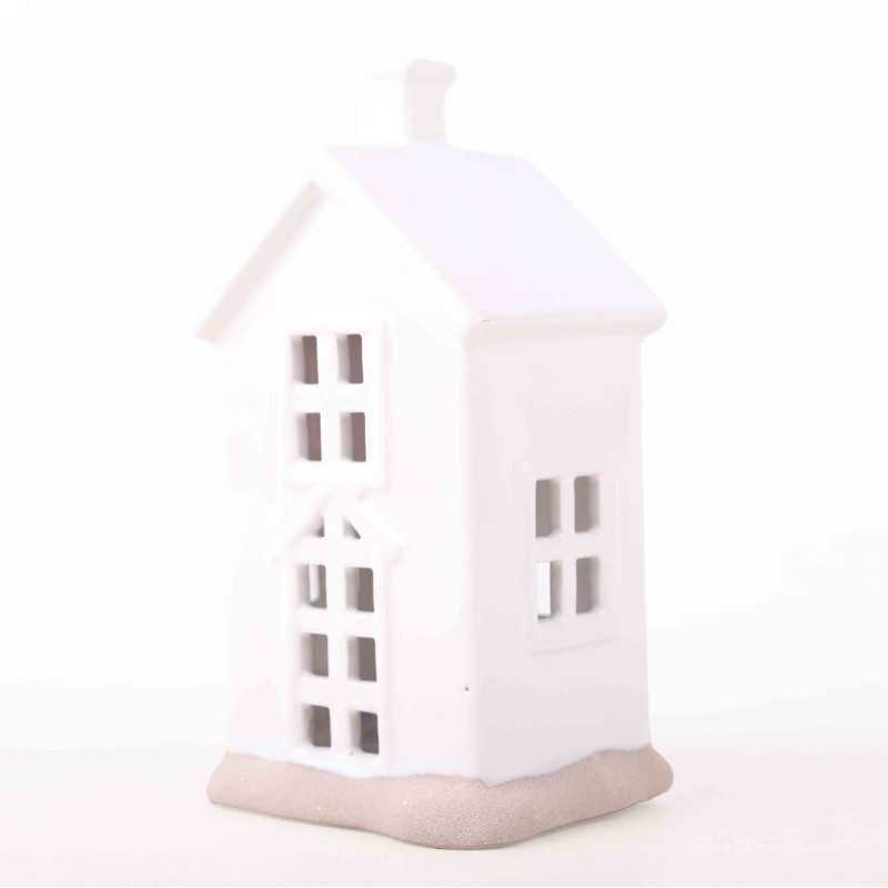 Domek ceramiczny LED biały 19 cm