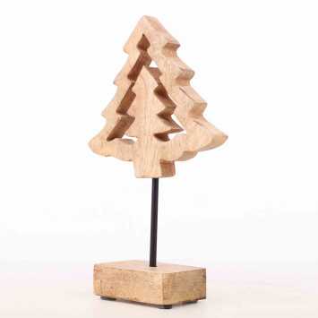 Choinka drewniana srebrna 21 cm