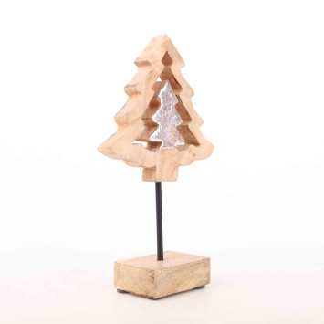 Choinka drewniana srebrna 21 cm
