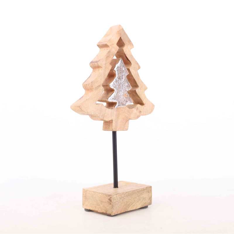 Choinka drewniana srebrna 21 cm