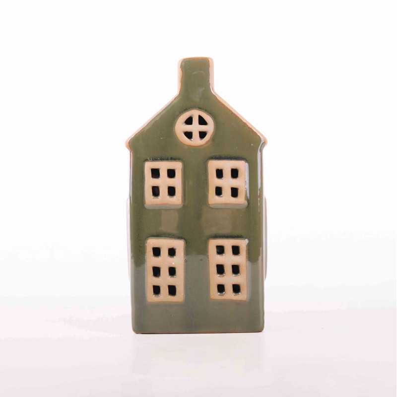 Domek ceramiczny zielono beżowy 15,5 cm