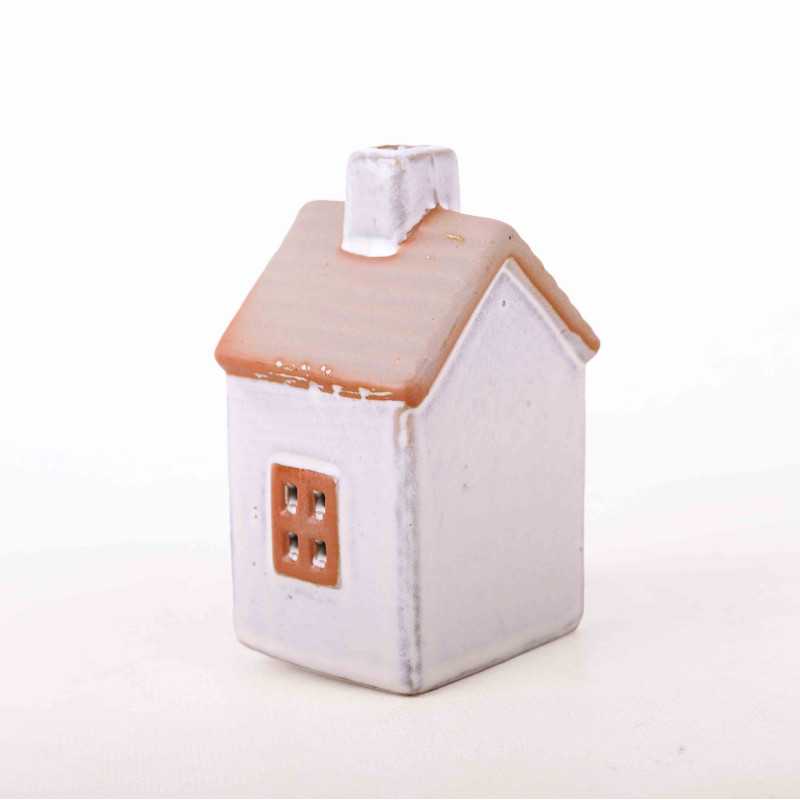 Domek ceramicny LED beż, brąz 11,5 cm