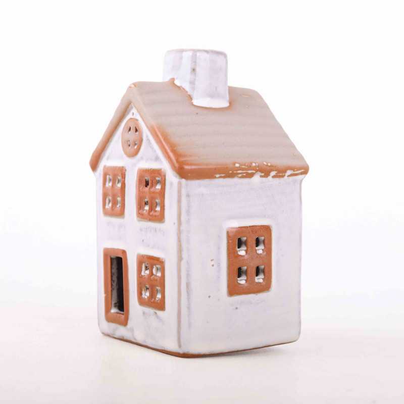 Domek ceramicny LED beż, brąz 11,5 cm