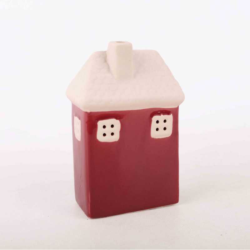Domek ceramiczny czerwono biały 13 cm