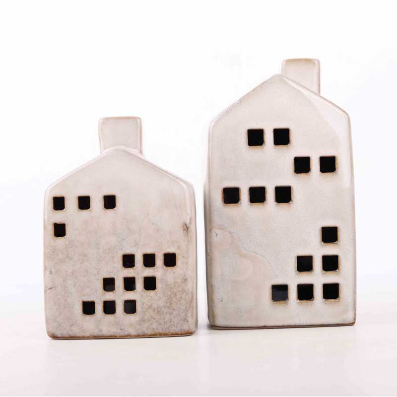 Domek ceramiczny LED beż - 12,5 cm