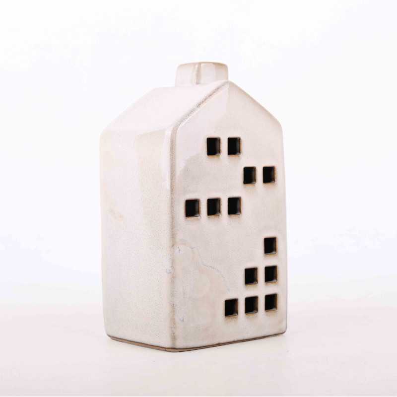Domek ceramiczny LED beż - 16 cm