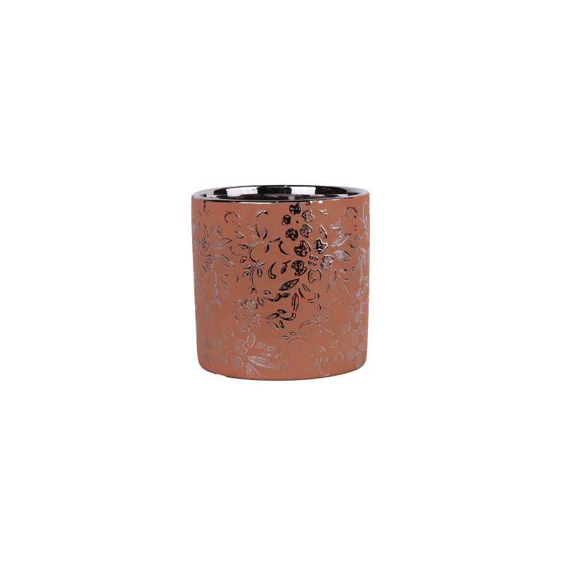 Doniczka ze srebrnym ornamentem 12,5 cm brązowy