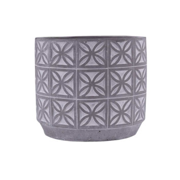 Szara ceramiczna donica ze wzorem
