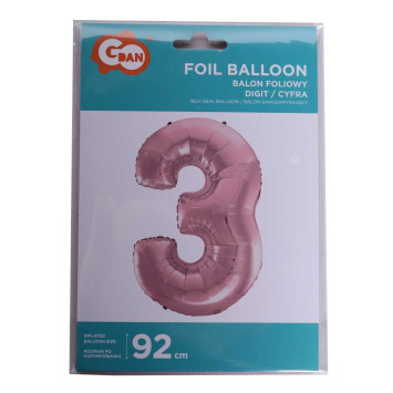 Różowy balon "3"