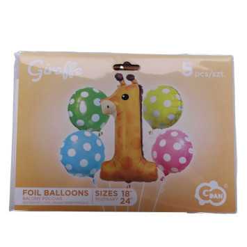 Balony "Zestaw Żyrafa Cyfra 1"