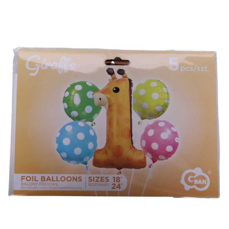 Balony "Zestaw Żyrafa Cyfra 1"
